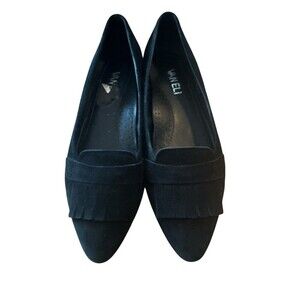 Vaneli Black Suede Loafers Size 6M Pointed Toe Flats Chic Classic